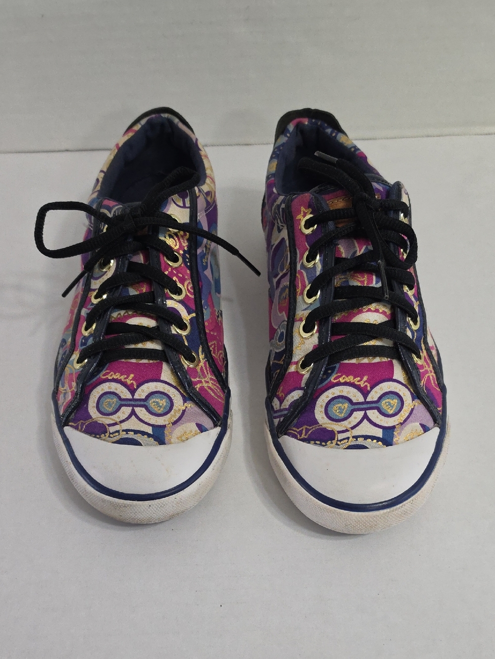 Coach Barrett Poppy Purple and Pink Graphic Low-Top Sneakers Size 8 *GUC*